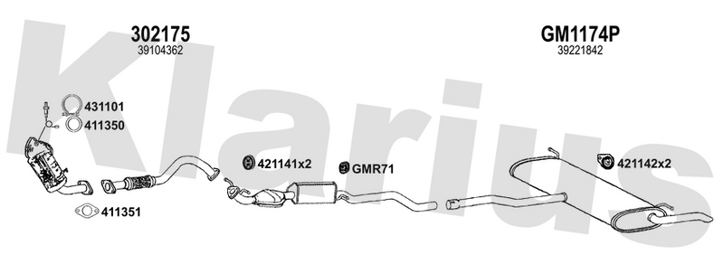 Klarius 302175 - Front Pipe For Cat  - Fits Opel Astra K 1.2 Turbo