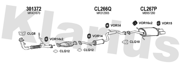 Klarius 301372 - Front Pipe For Cat  - Fits Mitsubishi Carisma 1.8GDi