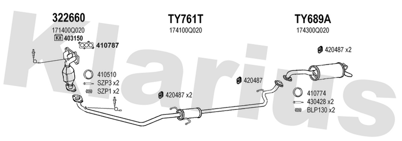 Klarius 322660 - Catalyst Type Approved Withpip  - Fits Toyota Yaris 1.0VVTi