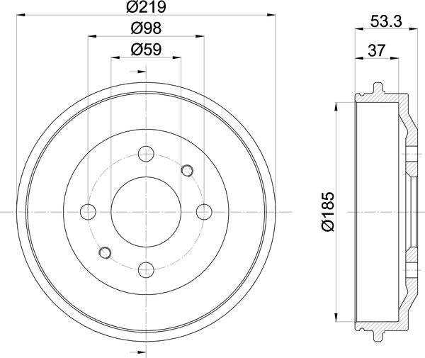 Mintex Brake Drum (Single) fits -Abarth Fiat MercedesBenz Saab Seat MBD011 (also fits other vehicles)