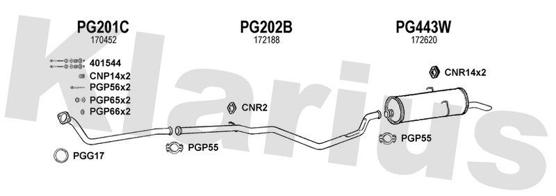 Klarius PG201C - Front Pipe  - Fits Peugeot 405 1.8TD