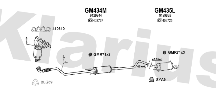 Klarius GM434M - Box With Centre Pipe  - Fits Opel Corsa 1.4i