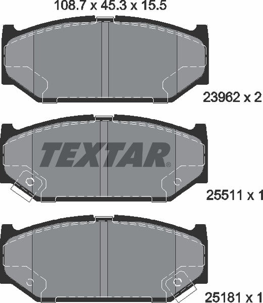 Textar Brake Pad Set - 2396201