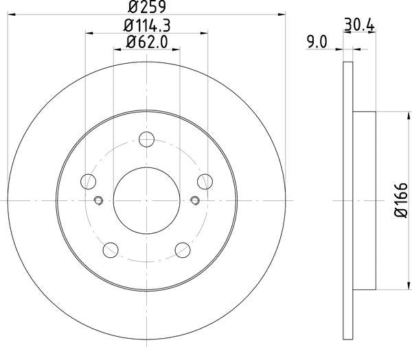 Mintex Brake Discs fits -Toyota V300:5 MDC2048 (also fits other vehicles)