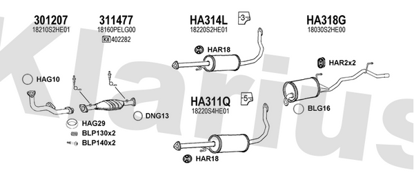 Klarius 301207 - Front Pipe For Cat  - Fits Honda HR-V 1.6