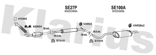 Klarius SE27P - Box With Centre Pipe  - Fits Seat Cordoba 1.4i