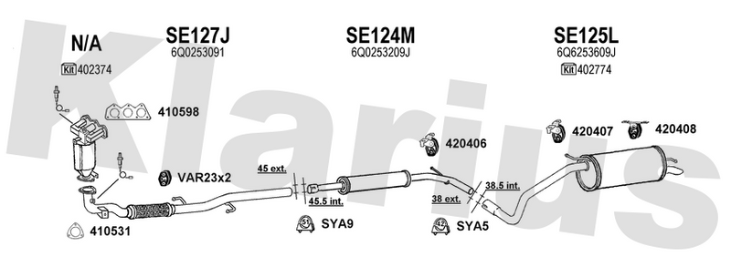 Klarius SE127J - Centre Pipe  - Fits Seat Ibiza 1.2i