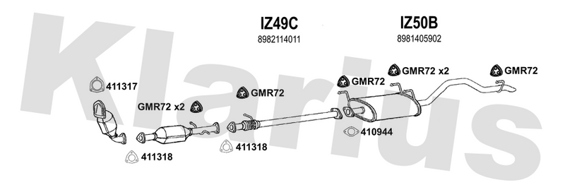 Klarius IZ49C - Centre Pipe  - Fits Isuzu D-Max 2.5CRDi