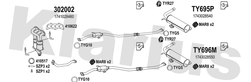 Klarius 302002 - Front Pipe For Cat  - Fits Toyota RAV4 2.0i