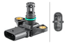 HELLA 6PP 358 152-401 Sensor, intake manifold pressure - 3-pin connector - Bolted