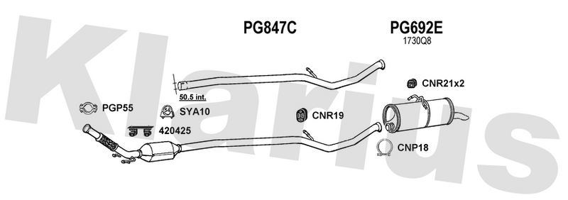 Klarius PG847C - Catalyst Repair Pipe  - Fits Citroen Berlingo 2.0HDi