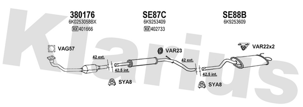 Klarius 380176 - Catalyst Incl Frnt Pipe Non Ta  - Fits Seat Cordoba 1.9D