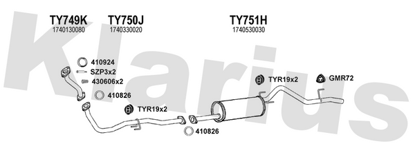 Klarius TY749K - Centre Pipe  - Fits Toyota Hi-Lux 2.5D-4D