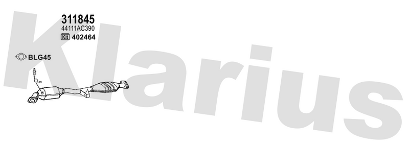 Klarius 311845 - Catalyst Type Approved  - Fits Subaru Forester 2.0i