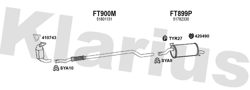 Klarius FT900M - Centre Pipe  - Fits Fiat Grande Punto 1.3MJTD