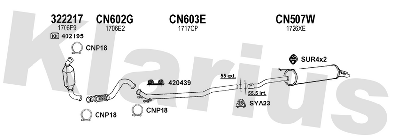 Klarius 322217 - Catalyst Type Approved Withpip  - Fits Citroen C5 1.6HDi