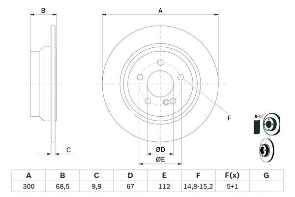 Bosch Brake Disc Pair Part No - 0986479041