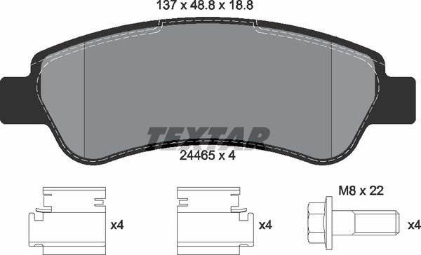 Citroën Fiat Peugeot, Brake Pad Set - Textar 2446501