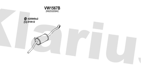 Klarius VW1567B - Box With Tail Pipe  - Fits Volkswagen Crafter Van