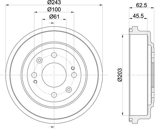 Mintex Brake Drum (Single) fits -Honda MG Rover MBD042 (also fits other vehicles)