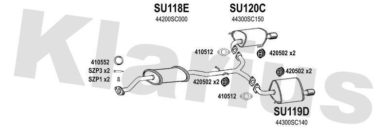 Klarius SU118E - Box With Centre Pipe  - Fits Subaru Forester 2.0