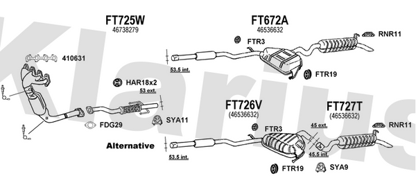 Klarius FT725W - Centre Pipe  - Fits Fiat Brava 1.2i