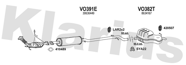 Klarius VO391E - Box With Centre Pipe  - Fits Volvo V70 2.4