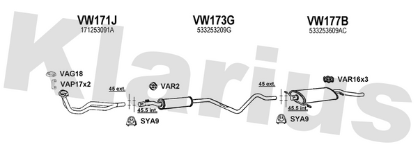Klarius VW171J - Twin Front Pipe  - Fits Volkswagen Golf 1.8