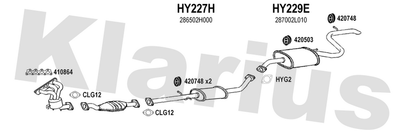 Klarius HY227H - Box With Centre Pipe  - Fits Hyundai i30 1.4