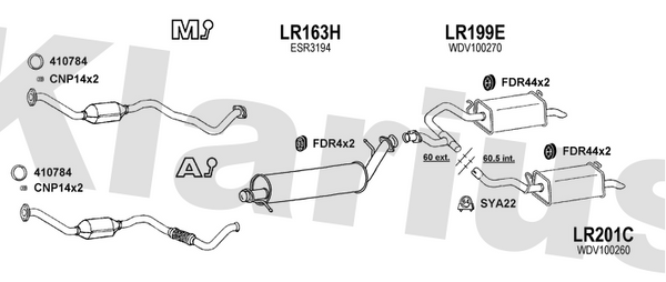 Klarius LR163H - Box With Centre Pipe  - Fits Land Rover Range Rover 2.5TDi