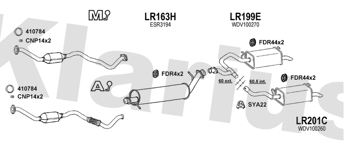 Klarius LR163H - Box With Centre Pipe  - Fits Land Rover Range Rover 2.5TDi