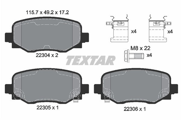 Textar Brake Pad Set - 2230401