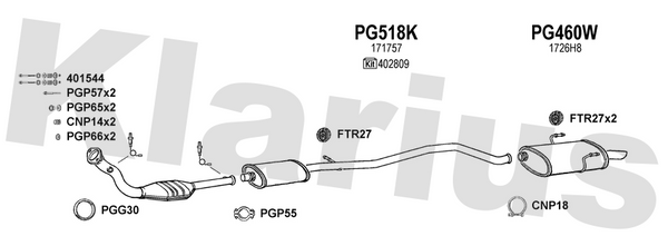 Klarius PG518K - Box With Centre Pipe  - Fits Peugeot 406 1.8i