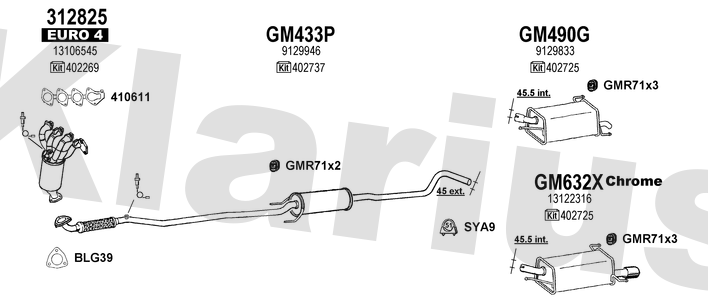 Klarius GM433P - Box With Centre Pipe  - Fits Opel Corsa 1.2i