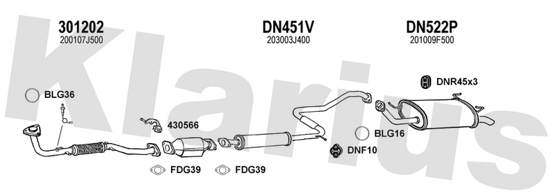 Klarius 301202 - Front Pipe For Cat  - Fits Nissan Primera 2.0i