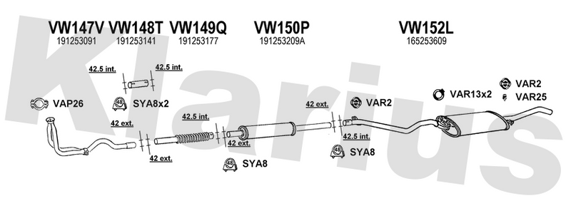 Klarius VW147V - Twin Front Pipe  - Fits Volkswagen Golf II 1.05,1.3