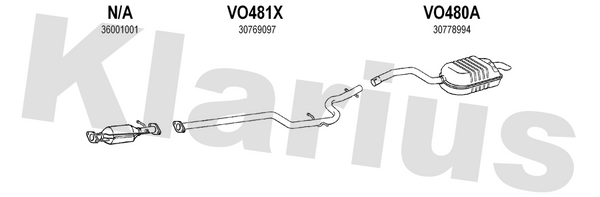 Klarius VO481X - Centre Pipe  - Fits Volvo V70 2.0D