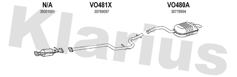 Klarius VO481X - Centre Pipe  - Fits Volvo V70 2.0D