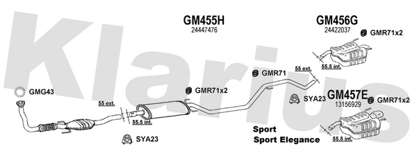 Klarius GM455H - Box With Centre Pipe  - Fits Opel Vectra 2.0DTi
