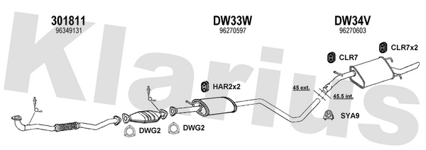 Klarius 301811 - Front Pipe For Cat  - Fits Daewoo Nubira 2.0
