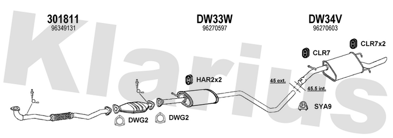 Klarius 301811 - Front Pipe For Cat  - Fits Daewoo Nubira 2.0