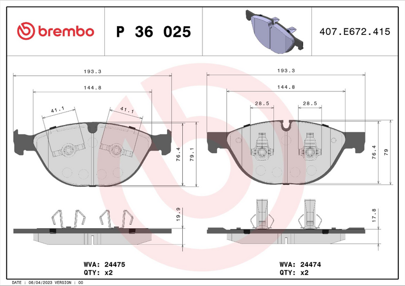 Brembo Brake Pad Set - P36025