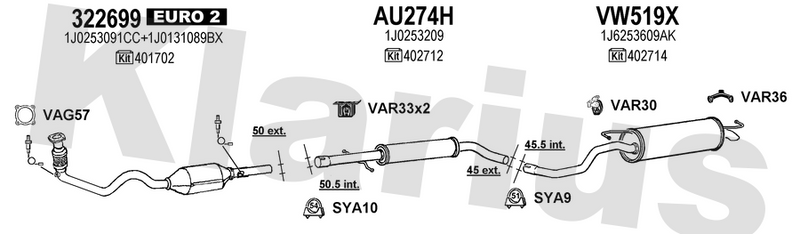 Klarius 322699 - Catalyst Type Approved Withpip  - Fits Seat Leon 1.4i