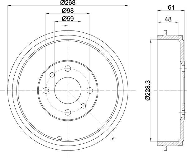 Mintex Brake Drum (Single) fits -Citroën Peugeot MBD319 (also fits other vehicles)