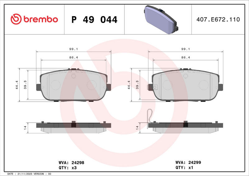 Brembo Brake Pad Set - P49044
