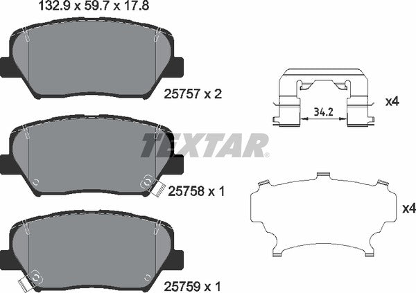Textar Brake Pad Set - 2575701