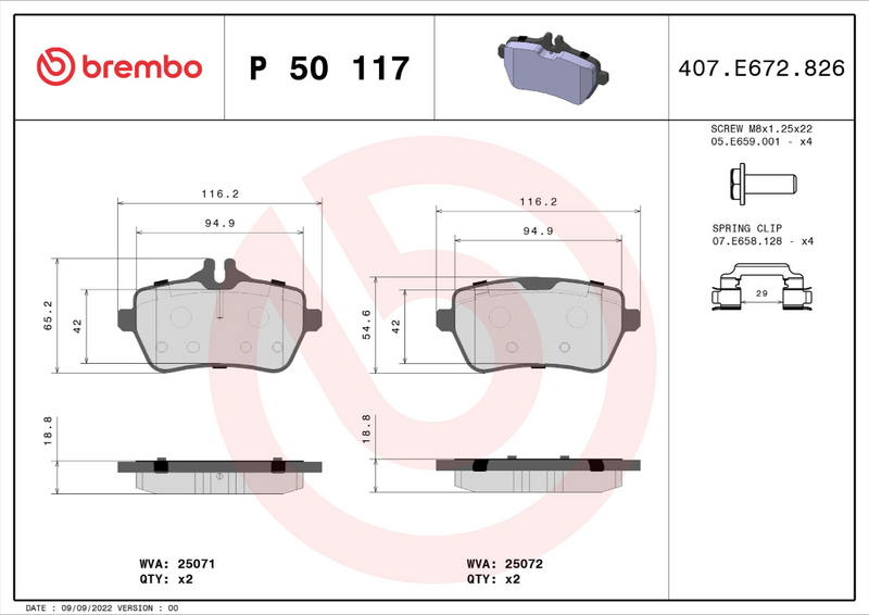 Brembo Brake Pad Set - P50117