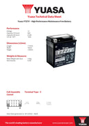 Yuasa 12V High Performance Maintenance Free VRLA Motorbike Battery - YTZ7V(WC) - 4 Year Warranty