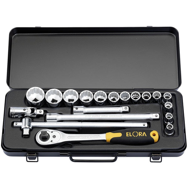 Metric Socket Set, 1/2" Sq Dr (19 Piece)