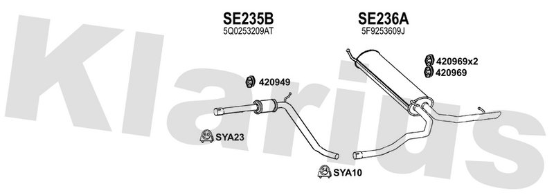 Klarius SE235B - Box With Centre Pipe  - Fits Seat Leon 1.0TFSi
